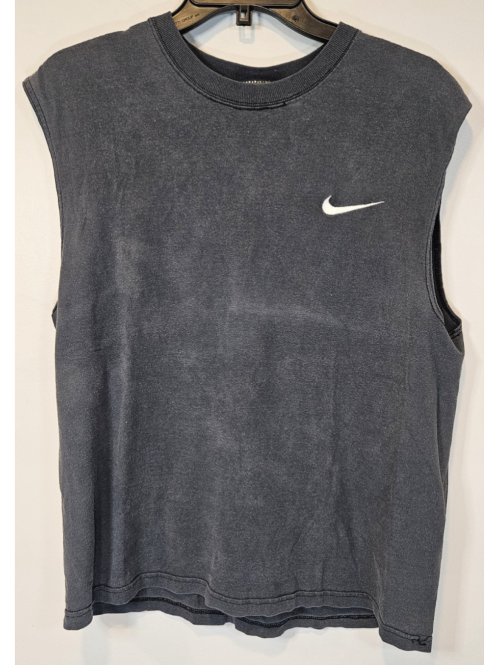 Vintage 90s Nike Mini Swoosh Sleeveless Shirt XL USA Made Faded Black
